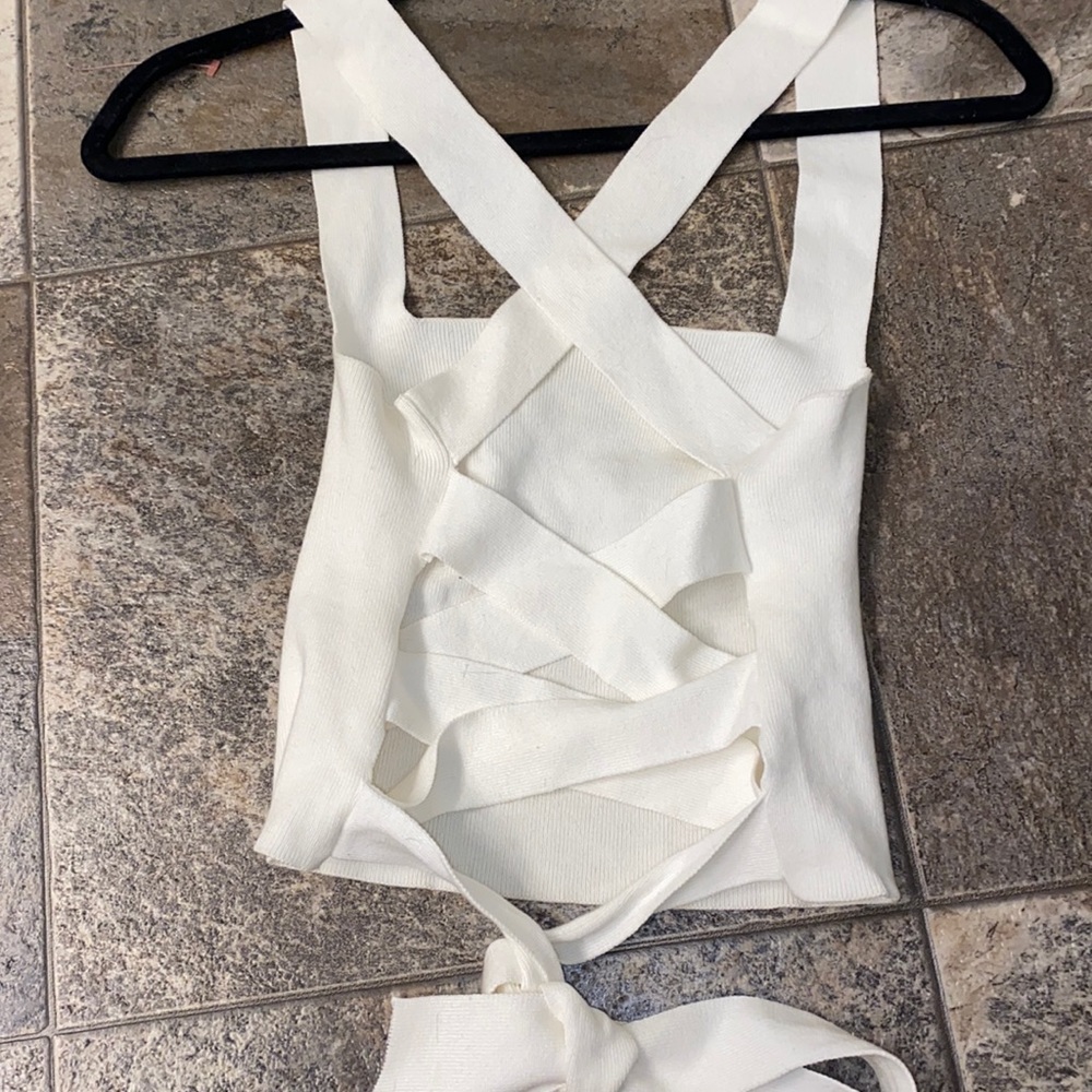 cropped white top